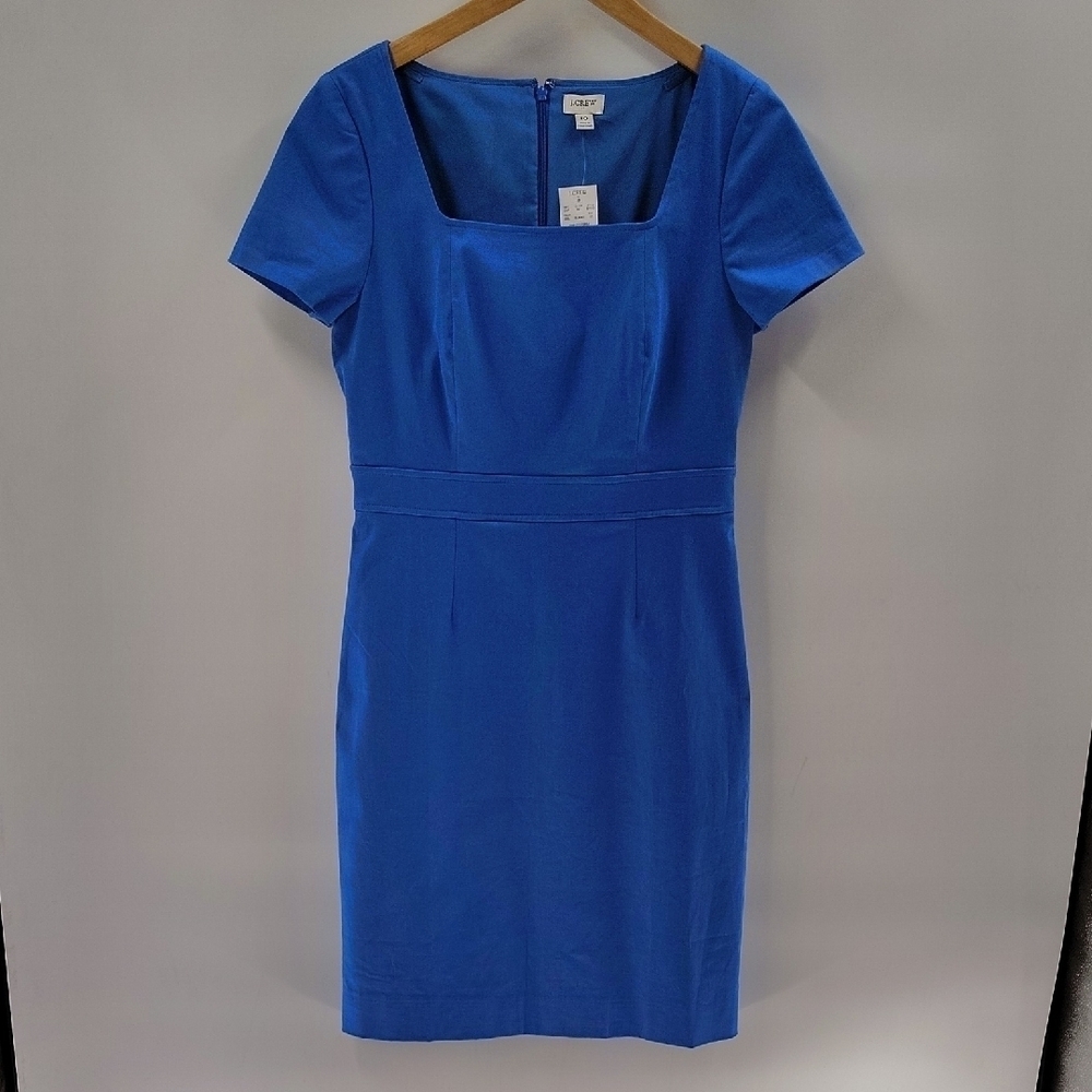 J. Crew Factory Blue Midi Dress Size 10 Short Sleeve Zip Back New w Tags